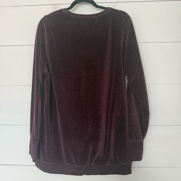 Fabletics Women’s XL Maroon Velvet Pullover Sweatshirt - Picture 4 of 5